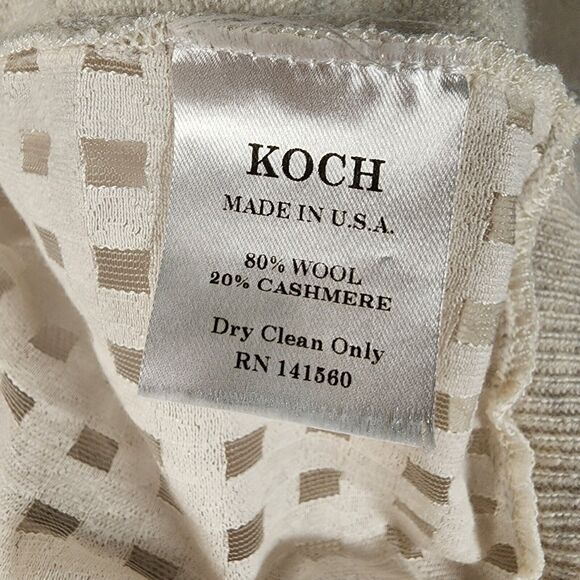 KOCH Wool & Cashmere Light Grey Pullover Sweater XS Semi Sheer Woven Back EUC - Picture 6 of 6
